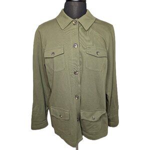 Chaps Denim Classic Olive Green Button Front Utility Shirt/Jacket Size XXL